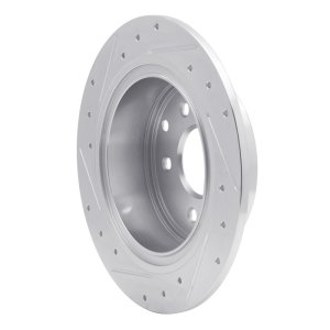 Nissan Maxima Brake Rotor (1) - Rear Right - R1 Concepts - Drilled & Slotted - Silver - `02-`25